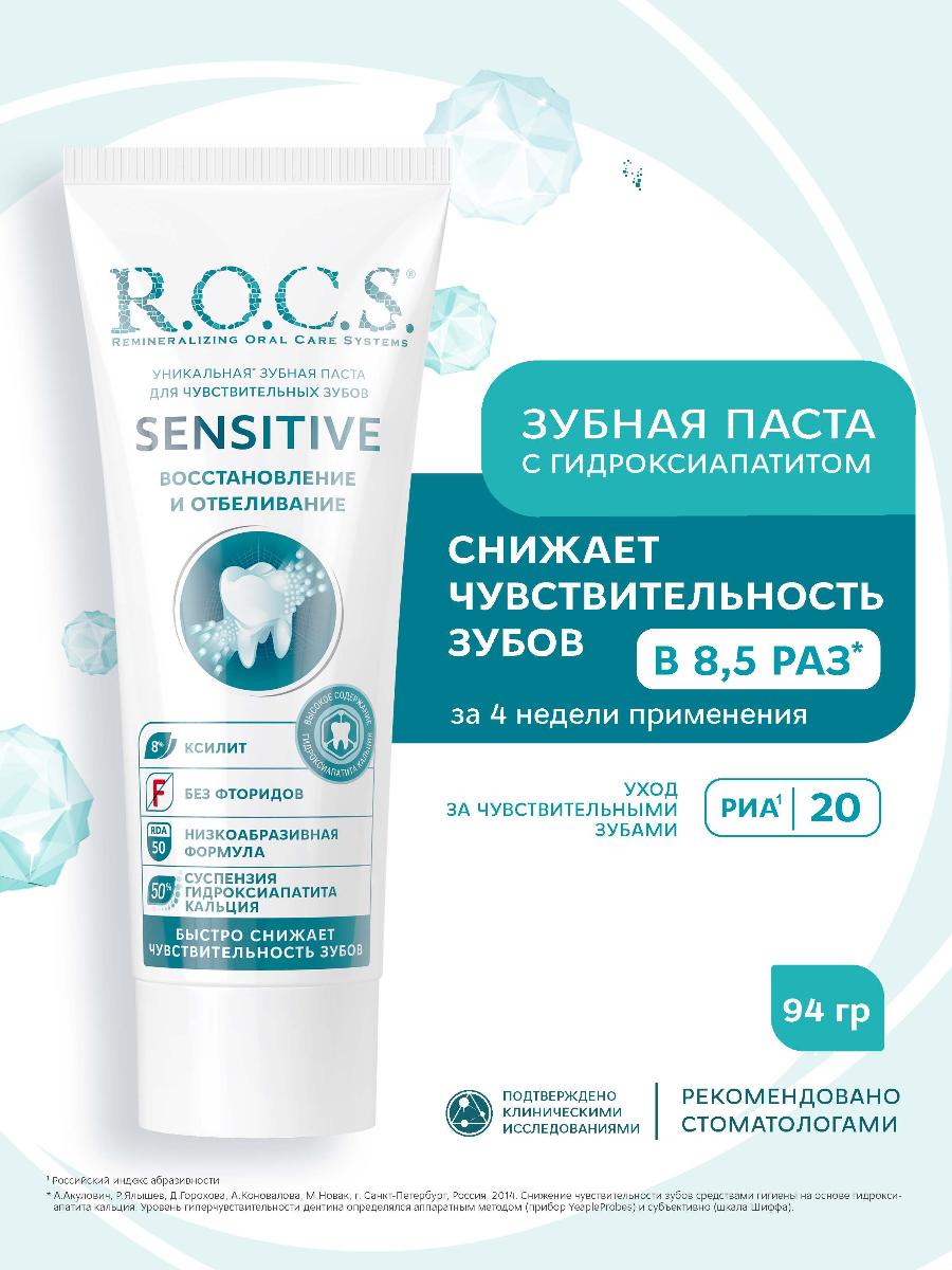 Зубная паста R.O.C.S. Sensitive восстановление и отбеливание 94г