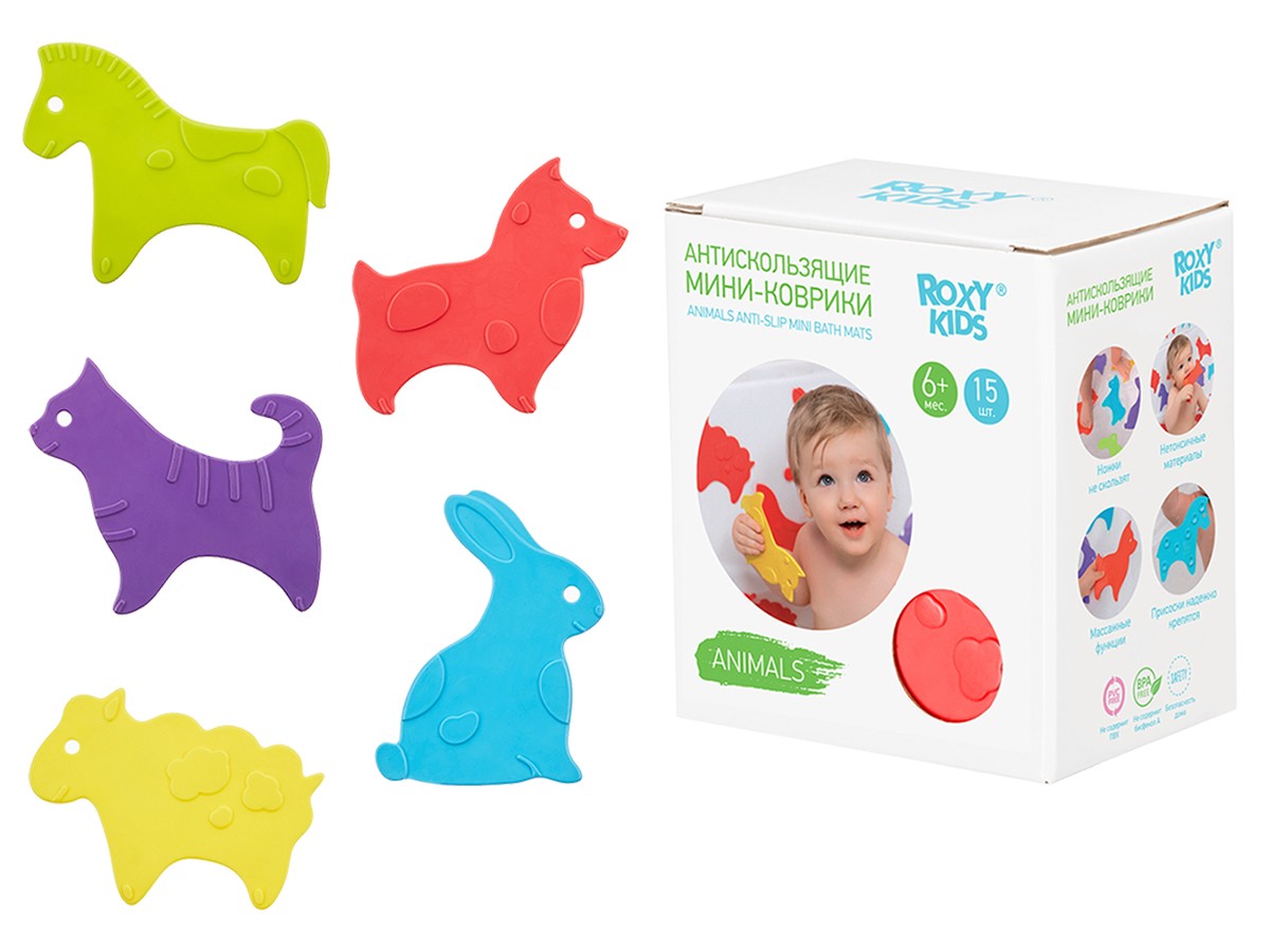 Набор игрушек для ванны Roxy Kids Animals мини-коврики 15шт