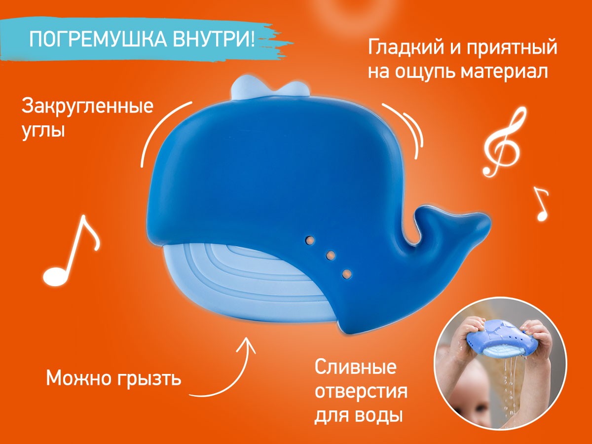 Термометр для воды Roxy Kids Whale Кит детский темно-синий и голубой 