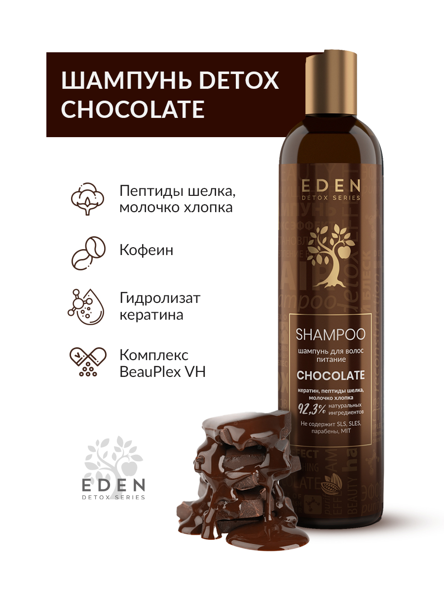 Шампунь для волос Eden Detox Сhocolate 350мл - в интернет-магазине tut-beauty.by