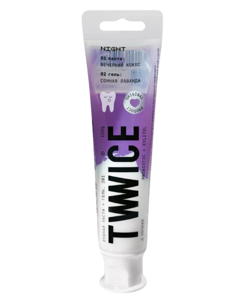Зубная паста TVVVVICE ночная 2 в 1 паста+гель с пробиотиками 100гр