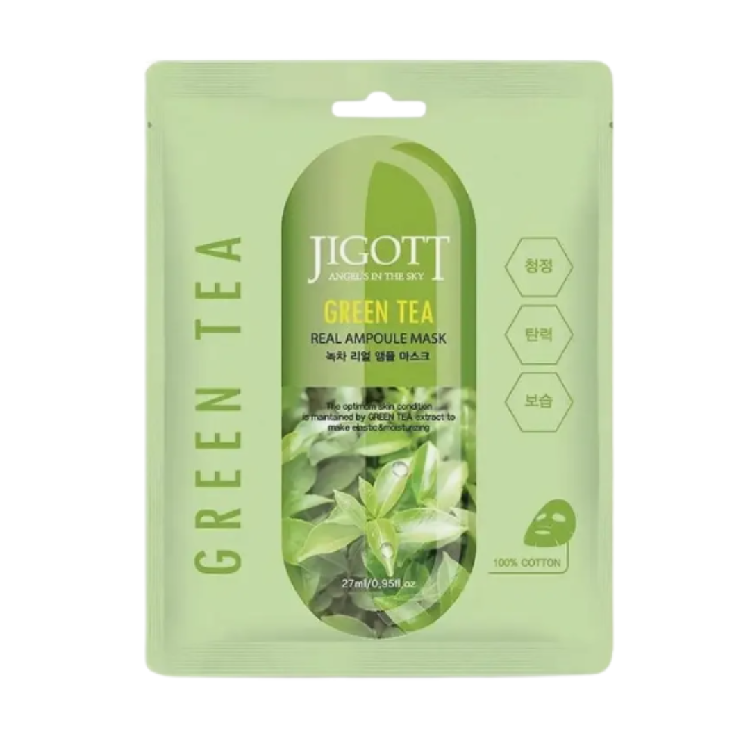 Маска для лица Jigott Green Tea Real Ampoule Mask с экстрактом зеленого чая 27мл