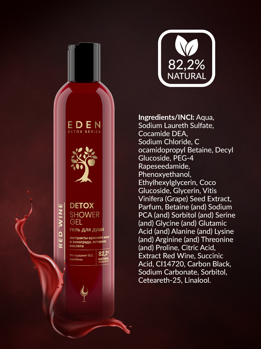 Гель для душа Eden Detox Red Wine 350мл