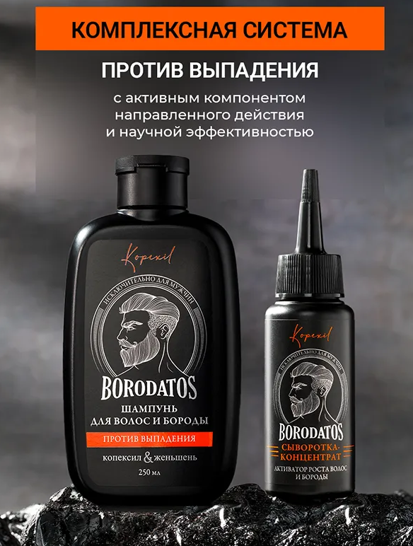 Шампунь для бороды и волос Borodatos против выпадения 250мл - в интернет-магазине tut-beauty.by