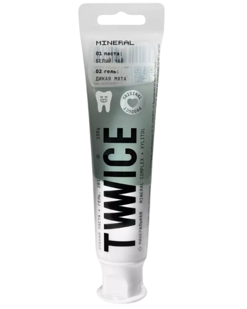 Зубная паста TVVVVICE минеральная 2 в 1 паста+гель 100гр