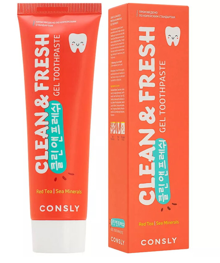 Зубная паста Consly Clean&Fresh гелевая с экстрактом красного чая и морскими минералами 105гр - в интернет-магазине tut-beauty.by