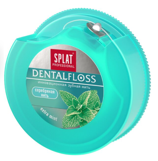 Зубная нить SPLAT Professional DentalFloss c волокнами серебра мята 30м