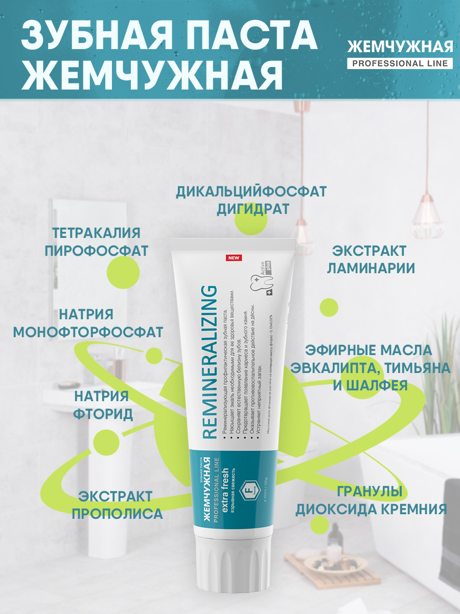 Зубная паста Жемчужная Prof Реминерализующая 100мл