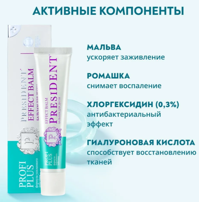 Бальзам для десен PresiDENT Profi PLUS Effect Balm уменьшает воспаление пародонта 30мл - в интернет-магазине tut-beauty.by