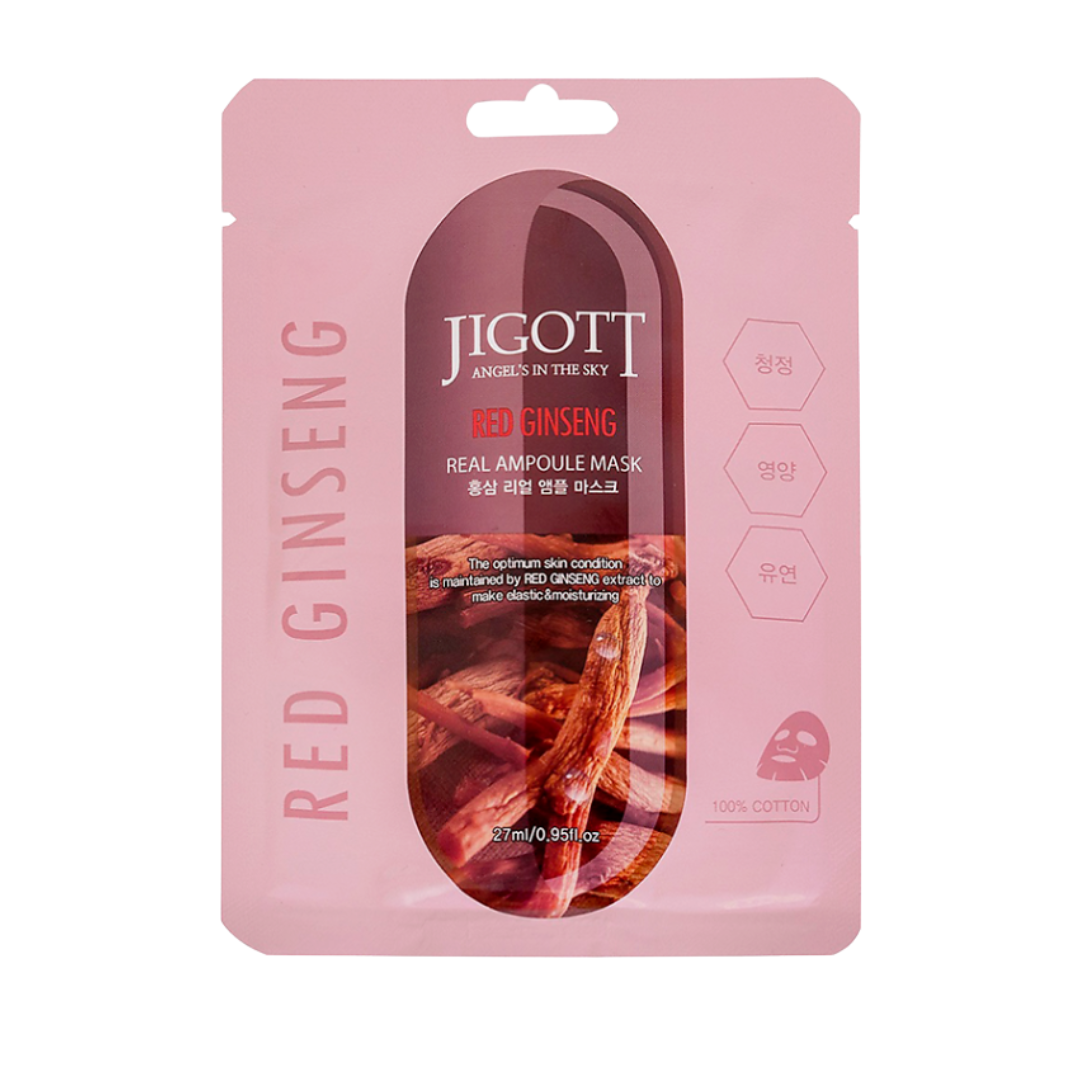 Маска для лица Jigott Red Ginseng Real Ampoule Mask с экстрактом женьшеня 27мл