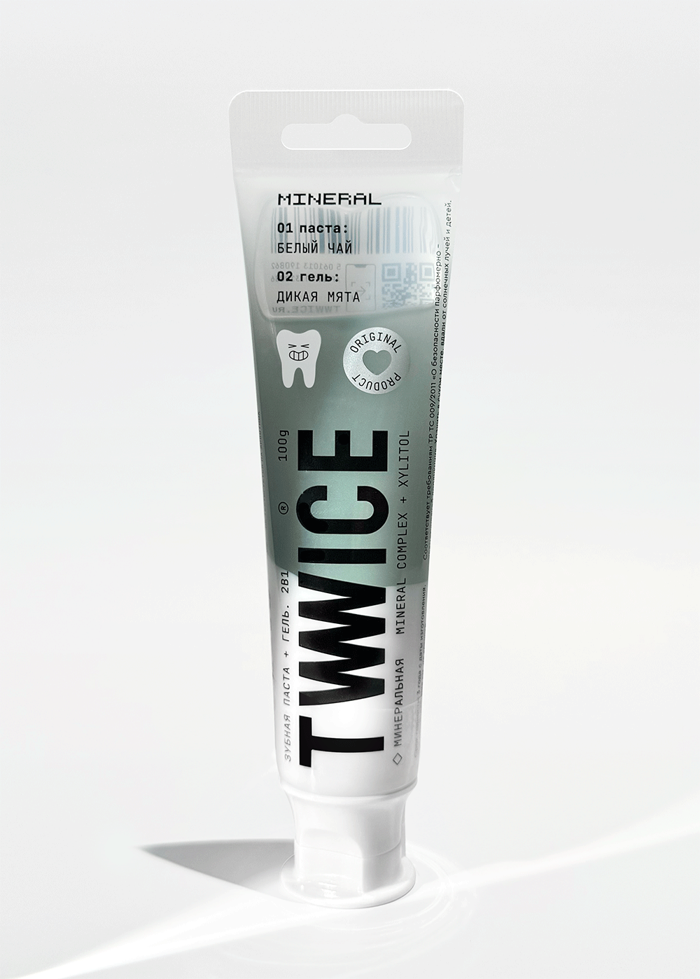 Зубная паста TVVVVICE минеральная 2 в 1 паста+гель 100гр