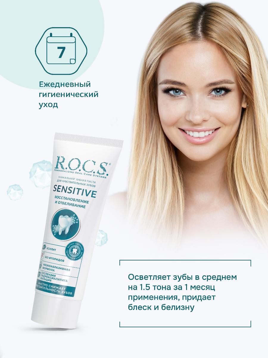 Зубная паста R.O.C.S. Sensitive восстановление и отбеливание 94г