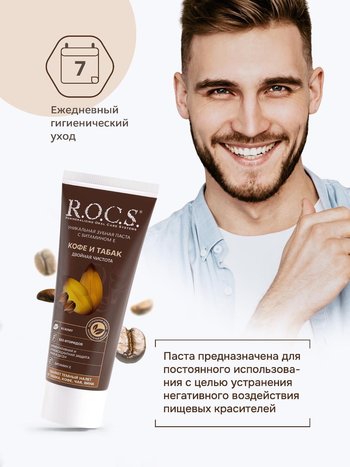 Зубная паста R.O.C.S. кофе и табак 74г