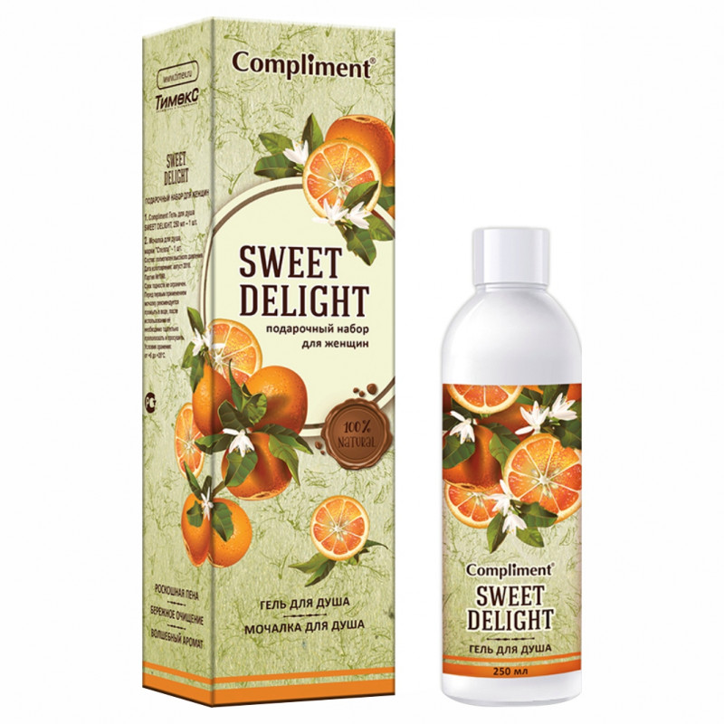 Набор Compliment №1360 Sweet Delight гель для душа + мочалка
