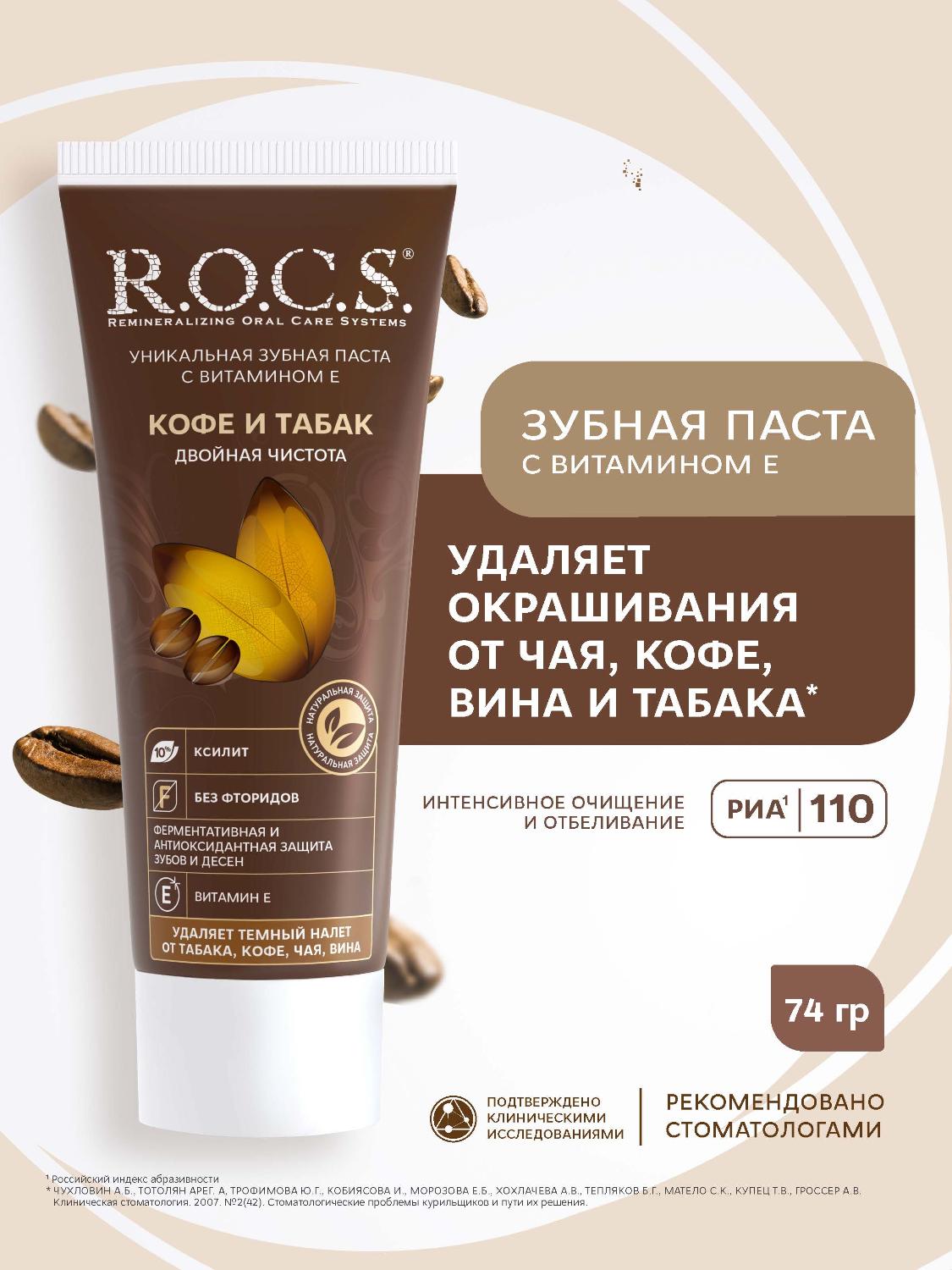 Зубная паста R.O.C.S. кофе и табак 74г