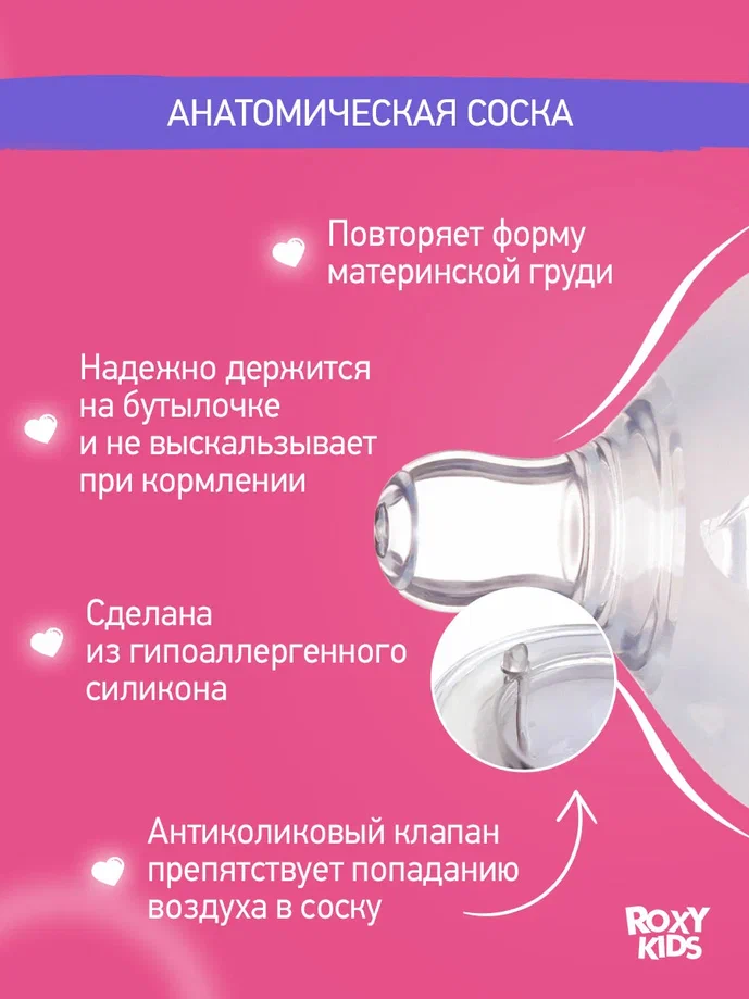 Бутылочка Roxy Kids с антиколиковой соской 3мес+ 160мл