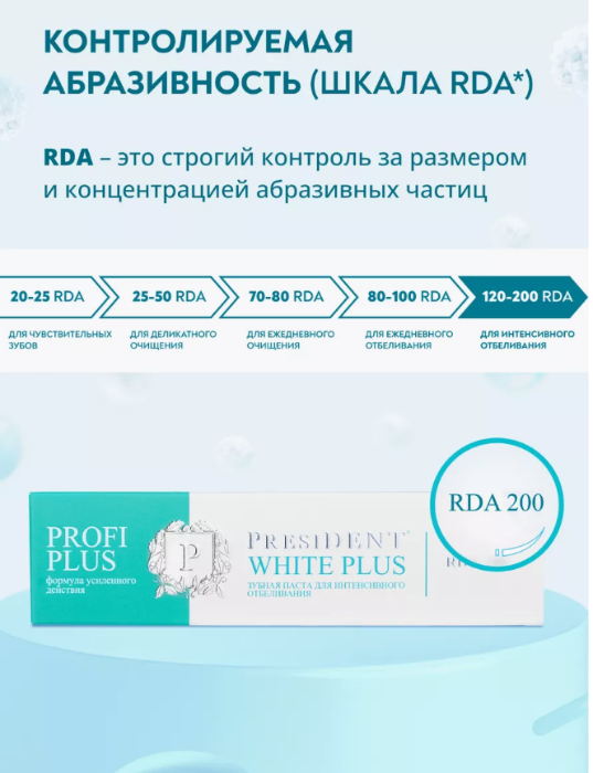 Зубная паста PresiDENT Profi Plus White Plus для интенсивного отбеливания 200 RDA 30мл - в интернет-магазине tut-beauty.by