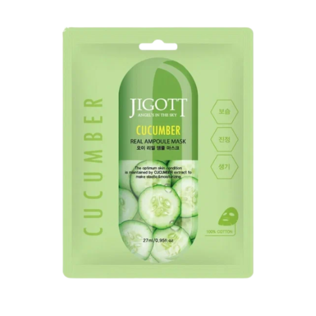 Маска для лица Jigott Cucumber Real Ampoule Mask с экстрактом огурца 27мл