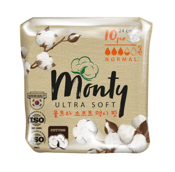 Прокладки гигиенические Monty Ultra Soft Normal Plus 10шт - в интернет-магазине tut-beauty.by