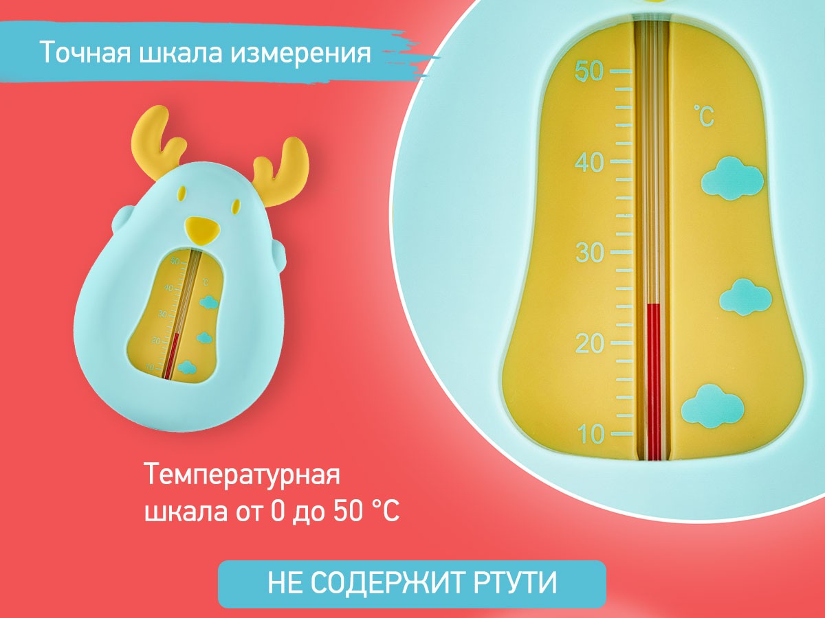 Термометр для воды Roxy Kids DEER Олень голубой с желтым 