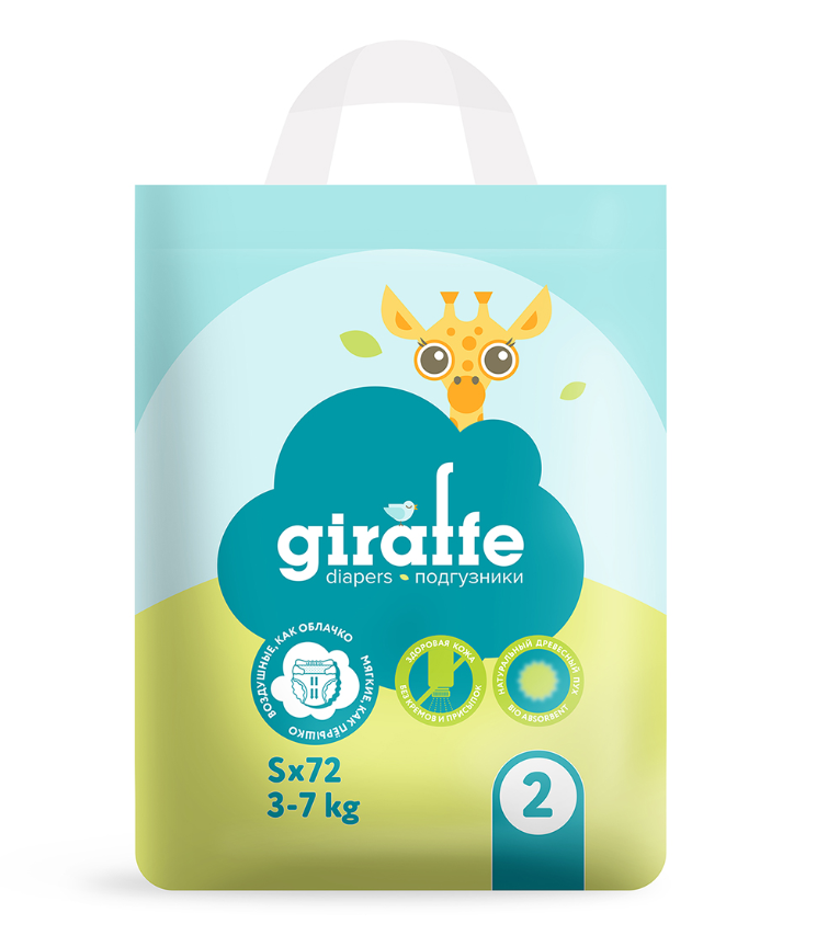Подгузники Lovular Giraffe детские S 3-7 кг 72шт р - в интернет-магазине tut-beauty.by