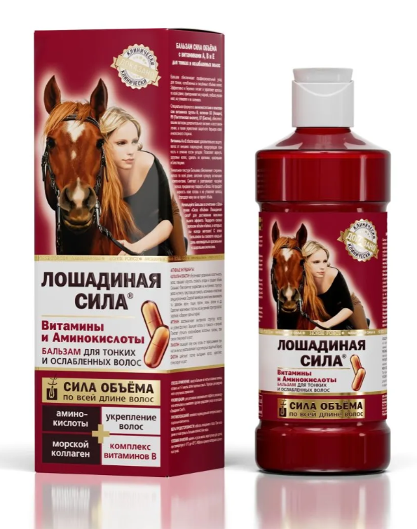 Бальзам для волос Лошадиная Сила "Сила объема" для тонких и ослабленных 500мл - в интернет-магазине tut-beauty.by