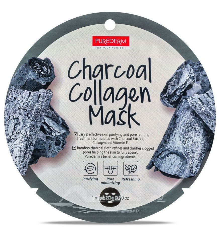 Маска для лица Purederm Charcoal Collagen Mask с древесным углем 18г р
