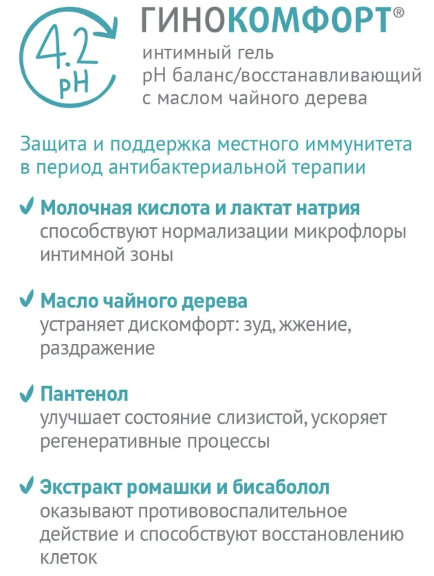 Интимный гель Гинокомфорт pH баланс восстанавливающий 50гр