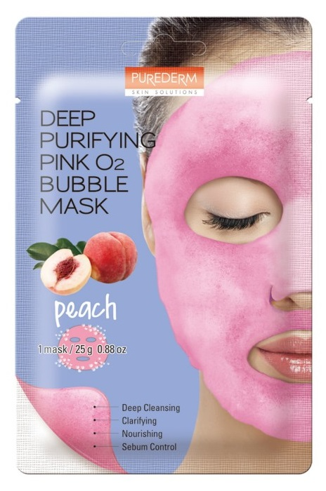 Маска для лица Purederm Deep Purifying Pink O2 Bubble Mask пузырьковая розовая 25г р