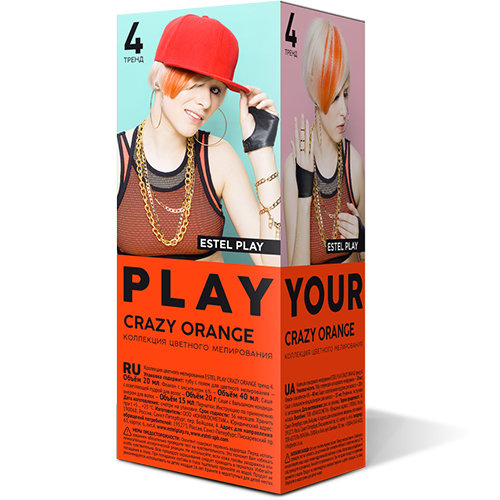 Набор для окрашивания Estel Play Crazy Orange тренд 4 р - в интернет-магазине косметики TUT-BEAUTY.BY
