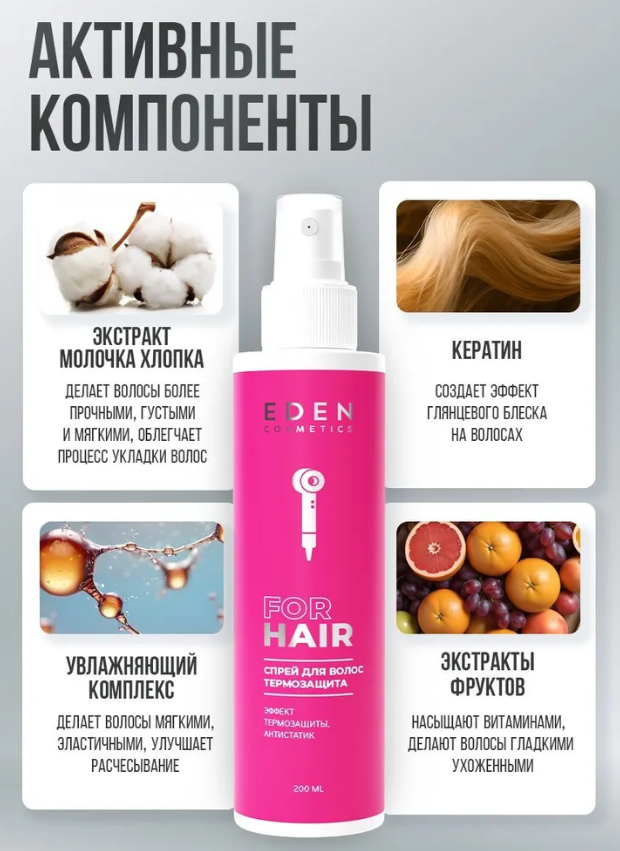 Спрей для волос Eden Термозащита 200мл - в интернет-магазине tut-beauty.by