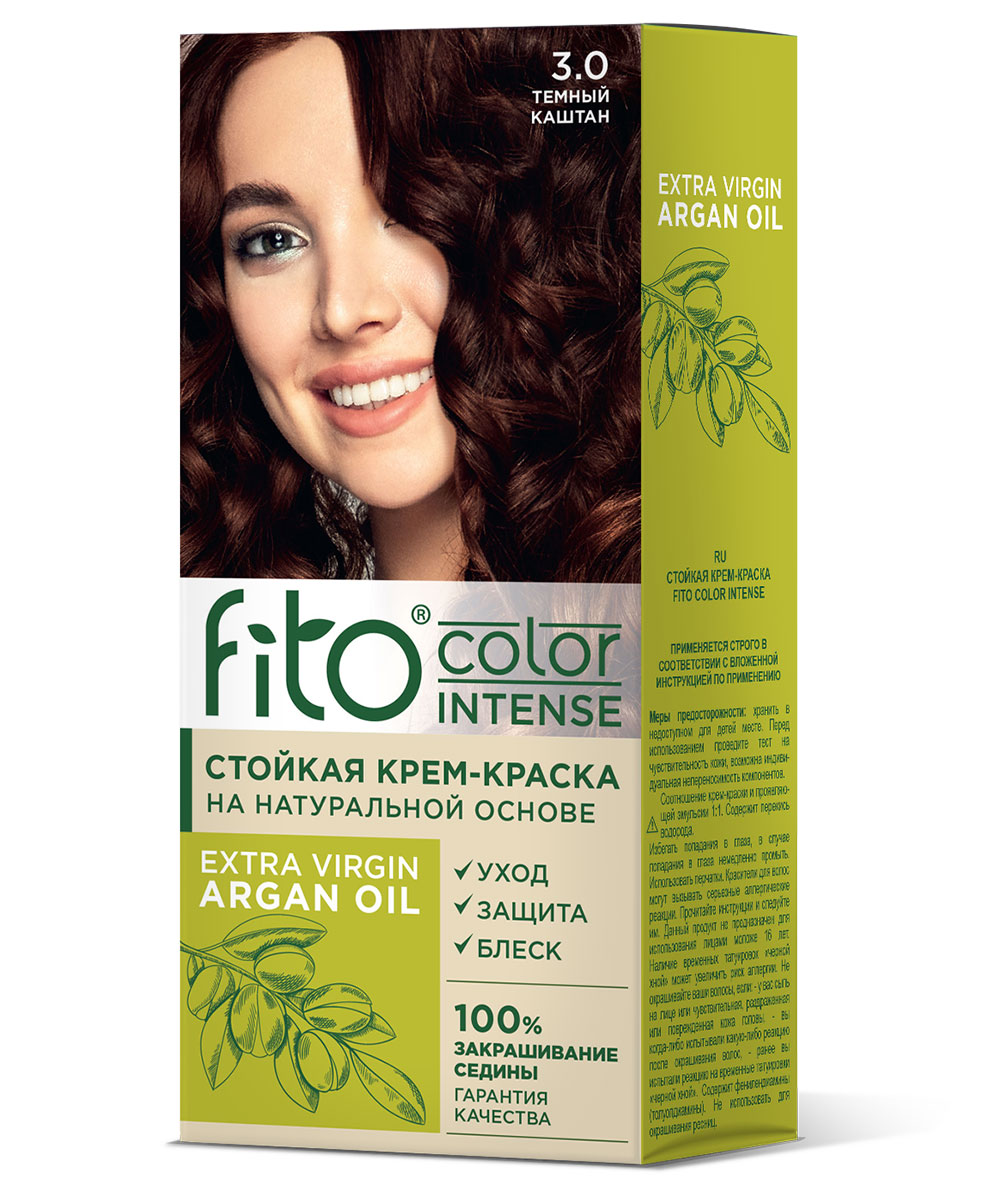 Крем-краска для волос Fito Сolor Intense тон 3.0 Темный каштан 115мл - в интернет-магазине tut-beauty.by