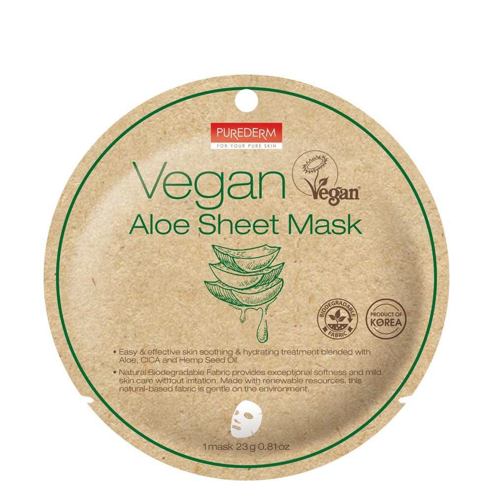 Маска для лица Purederm Vegan Aloe Sheet Mask с алое 23г - в интернет-магазине tut-beauty.by