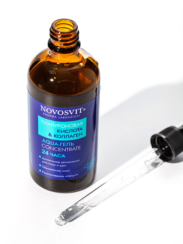 Гель для лица Novosvit Concentrate Aqua 24 часа гиалуроновая кислота и коллаген 100мл - в интернет-магазине tut-beauty.by