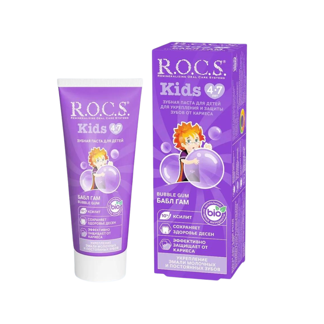 Зубная паста R.O.C.S. Kids от 4 до 7 лет бабл гам 45г