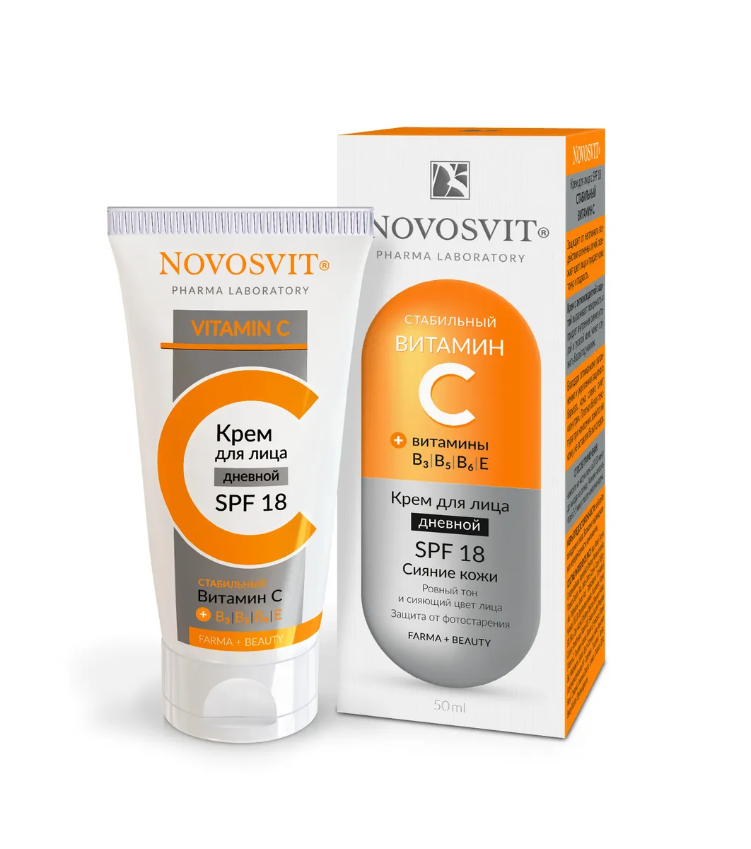 Крем для лица Novosvit  SPF 18 Стабильный витамин С 50мл - в интернет-магазине tut-beauty.by