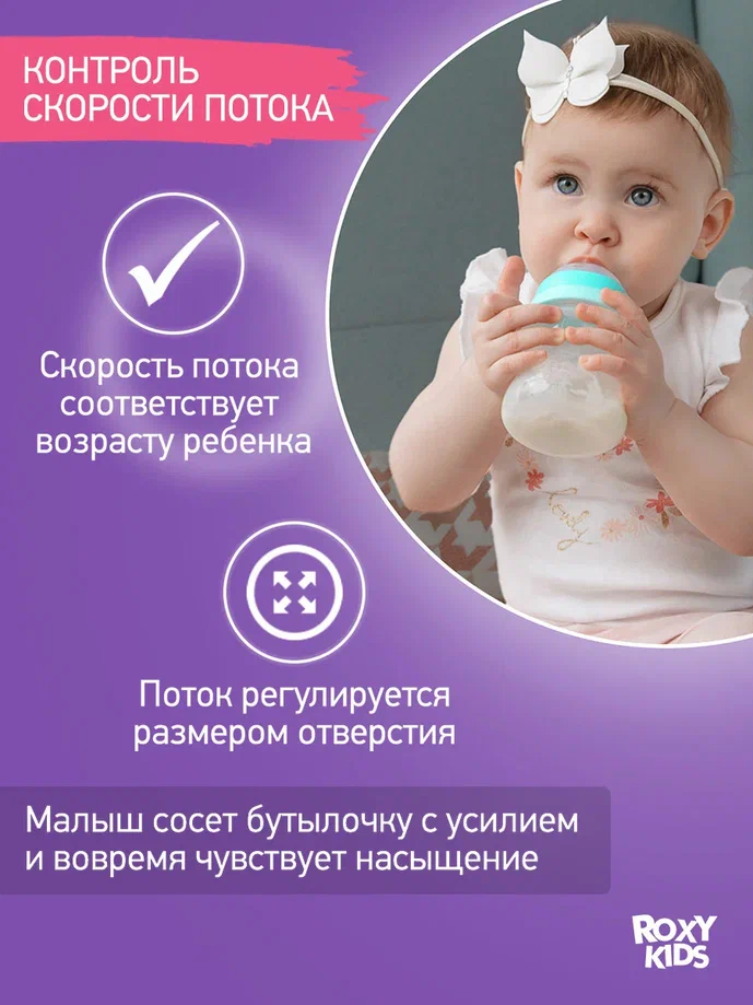 Бутылочка Roxy Kids с антиколиковой соской 0+ 120мл