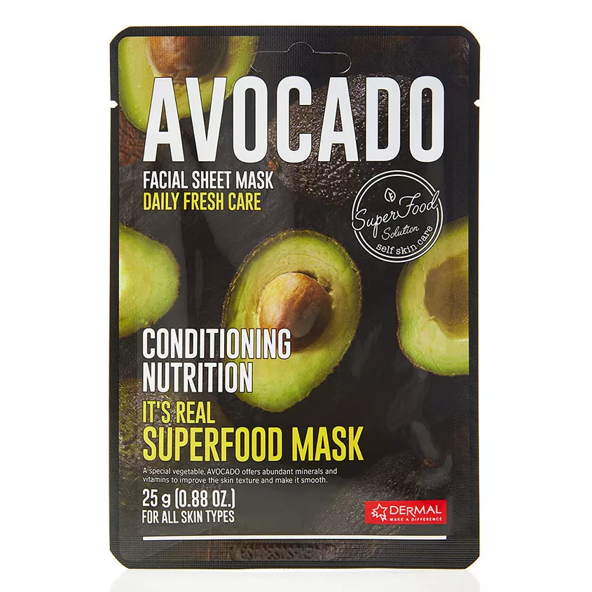 Маска для лица Dermal Superfood Avocado авокадо 25г - в интернет-магазине tut-beauty.by