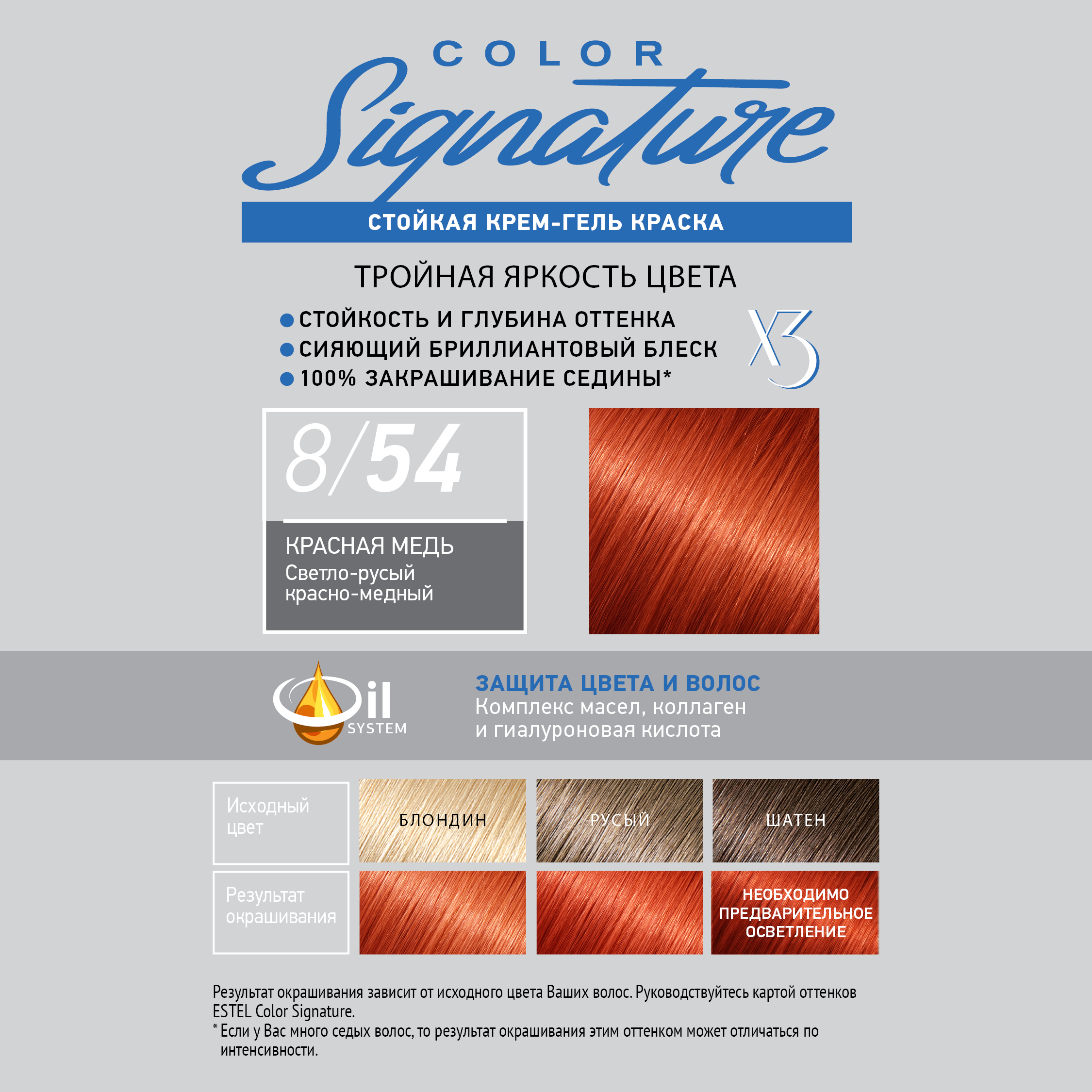 Краска для волос Estel Color Signature тон 8.54 красная медь - в интернет-магазине TUT-BEAUTY.BY с доставкой.