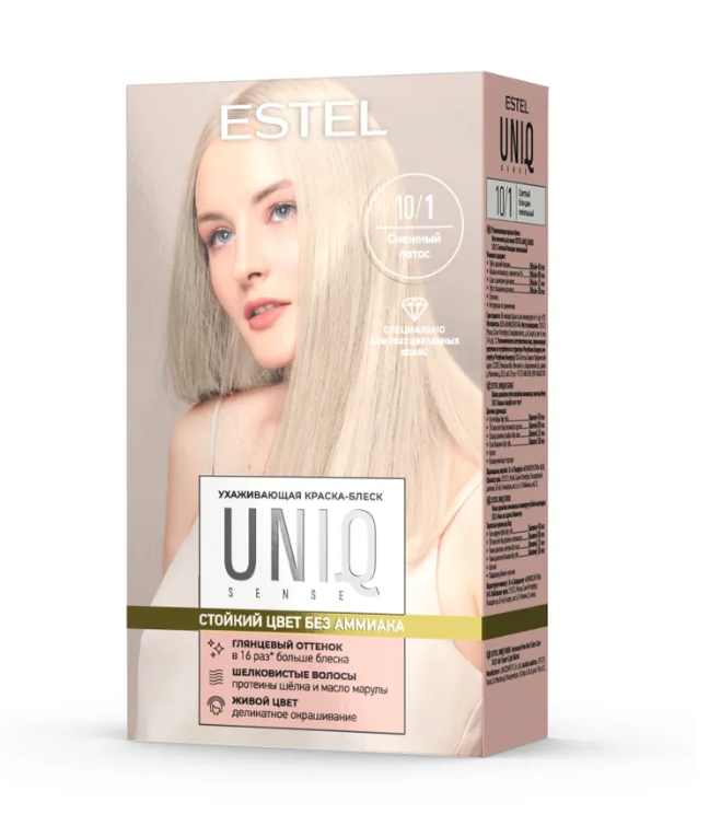 Краска для волос Estel UNIQ SENSE 10/1 светлый блондин пепельный 
