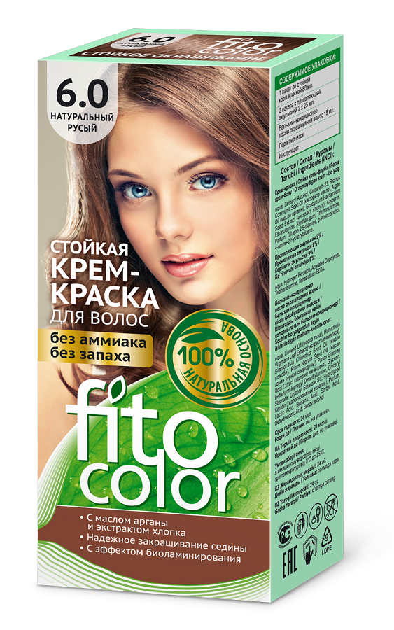 Краска для волос Fitocolor тон 6.0 натуральный русый 115мл - в интернет-магазине tut-beauty.by