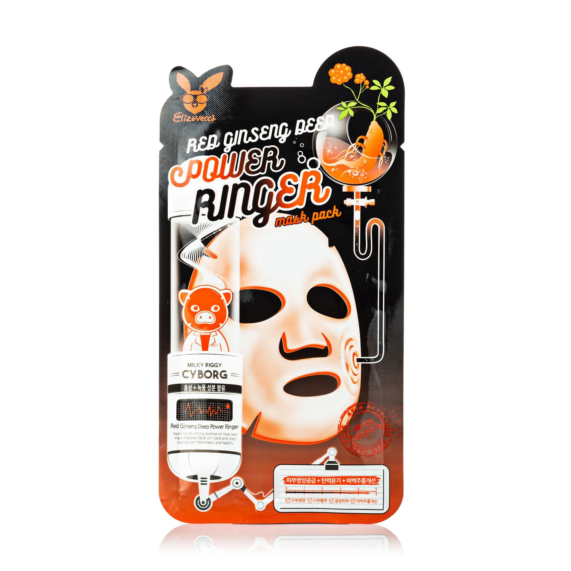 Маска для лица Elizavecca Power Ringer Mask Pack Red Ginseng Deep Регенерирующая тканевая 23мл - в интернет-магазине tut-beauty.by