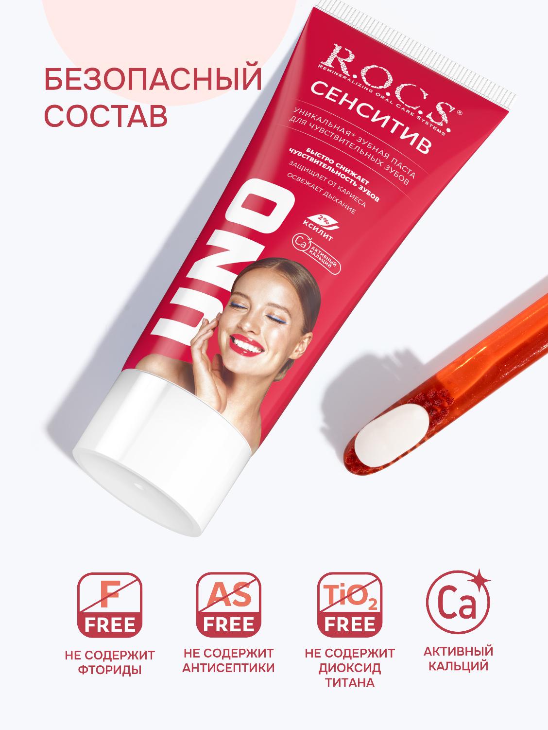 Зубная паста R.O.C.S. Uno Sensitive 74гр - купить в интернет-магазине tut-beauty.by.