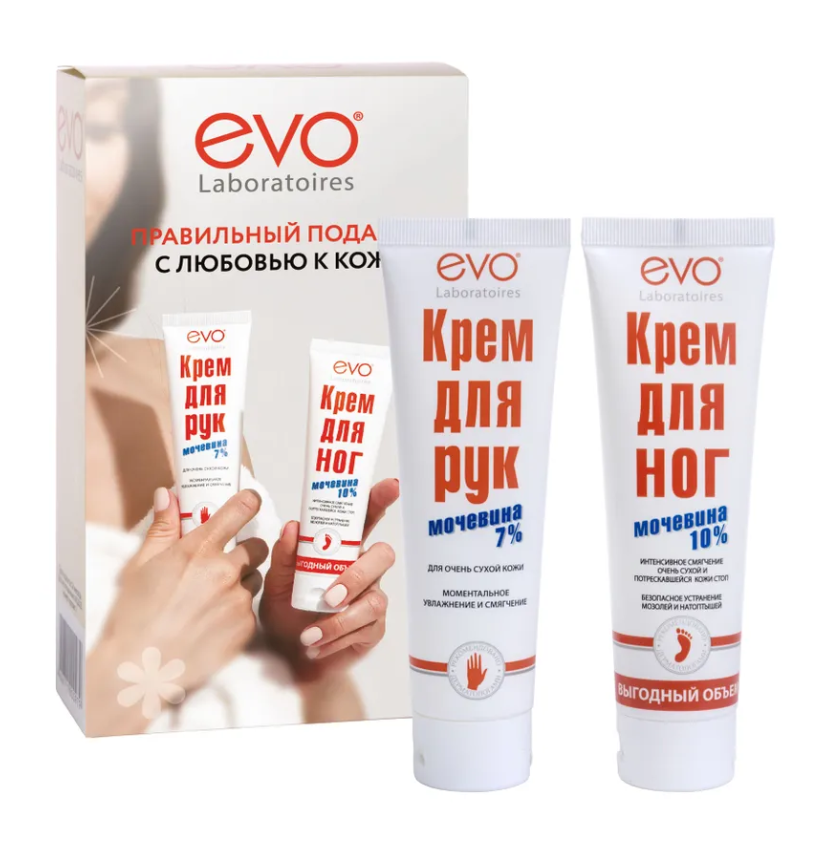 Набор Evo "Правильный подарок с любовью к коже" крем для ног + крем для рук