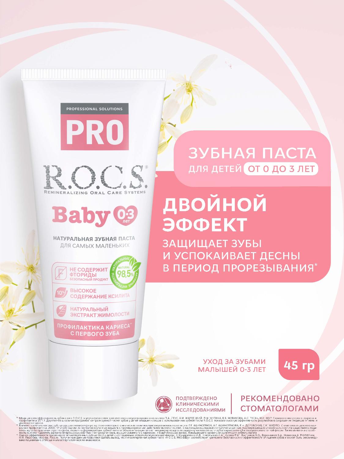 Зубная паста R.O.C.S. Pro Baby от 0 до 3 лет минеральная защита и нежный уход 45г
