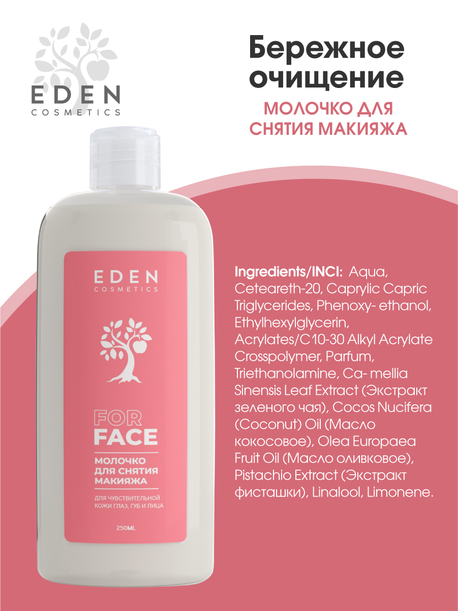 Молочко для снятия макияжа Eden для чувствительной кожи 250мл - в интернет-магазине tut-beauty.by