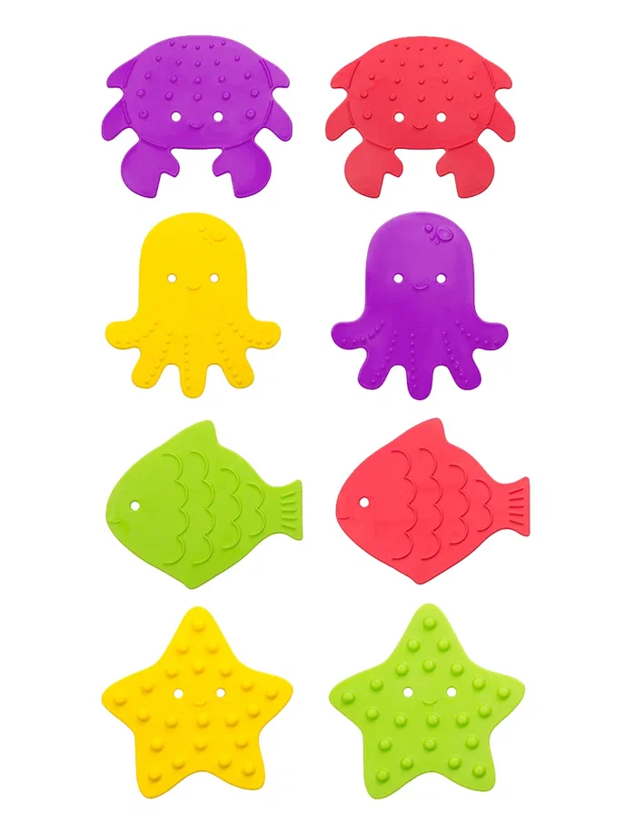 Набор игрушек Roxy Kids SEA ANIMALS для ванны мини-коврики противоскользящие 8шт 