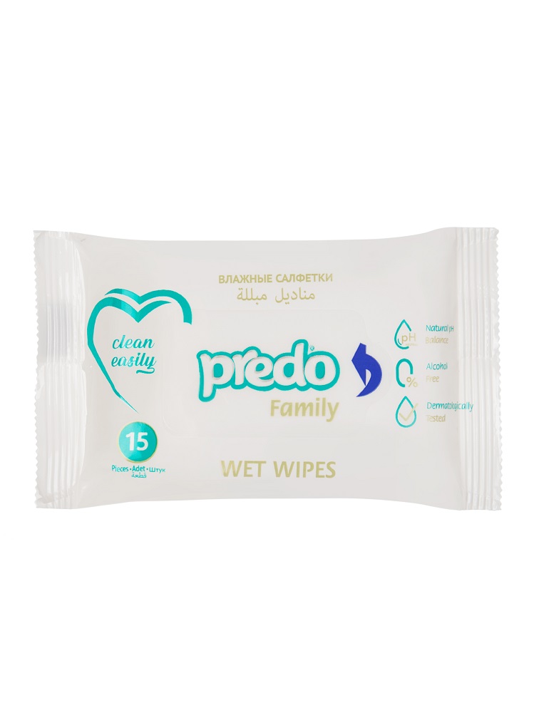 Салфетки Predo Wet Wipes влажные 15шт