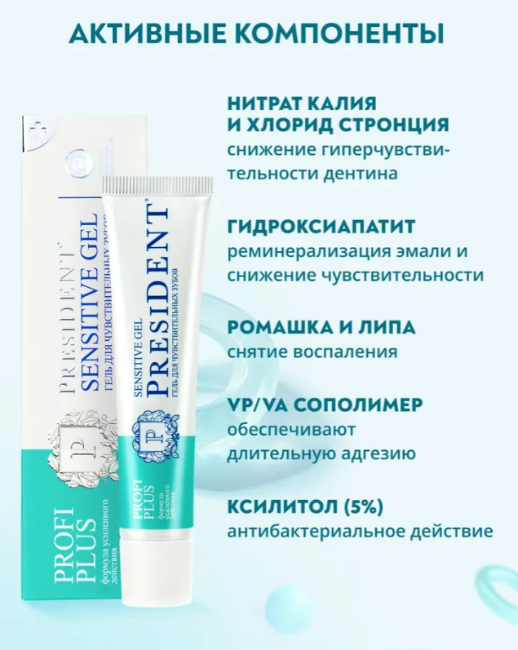 Гель для зубов PresiDENT Profi PLUS Sensitive Gel для чувствительных 30мл - в интернет-магазине tut-beauty.by