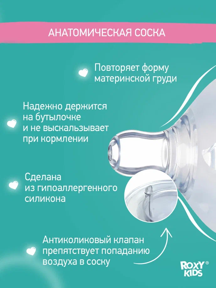 Соски для бутылочек Roxy Kids сменные 0+ 2шт